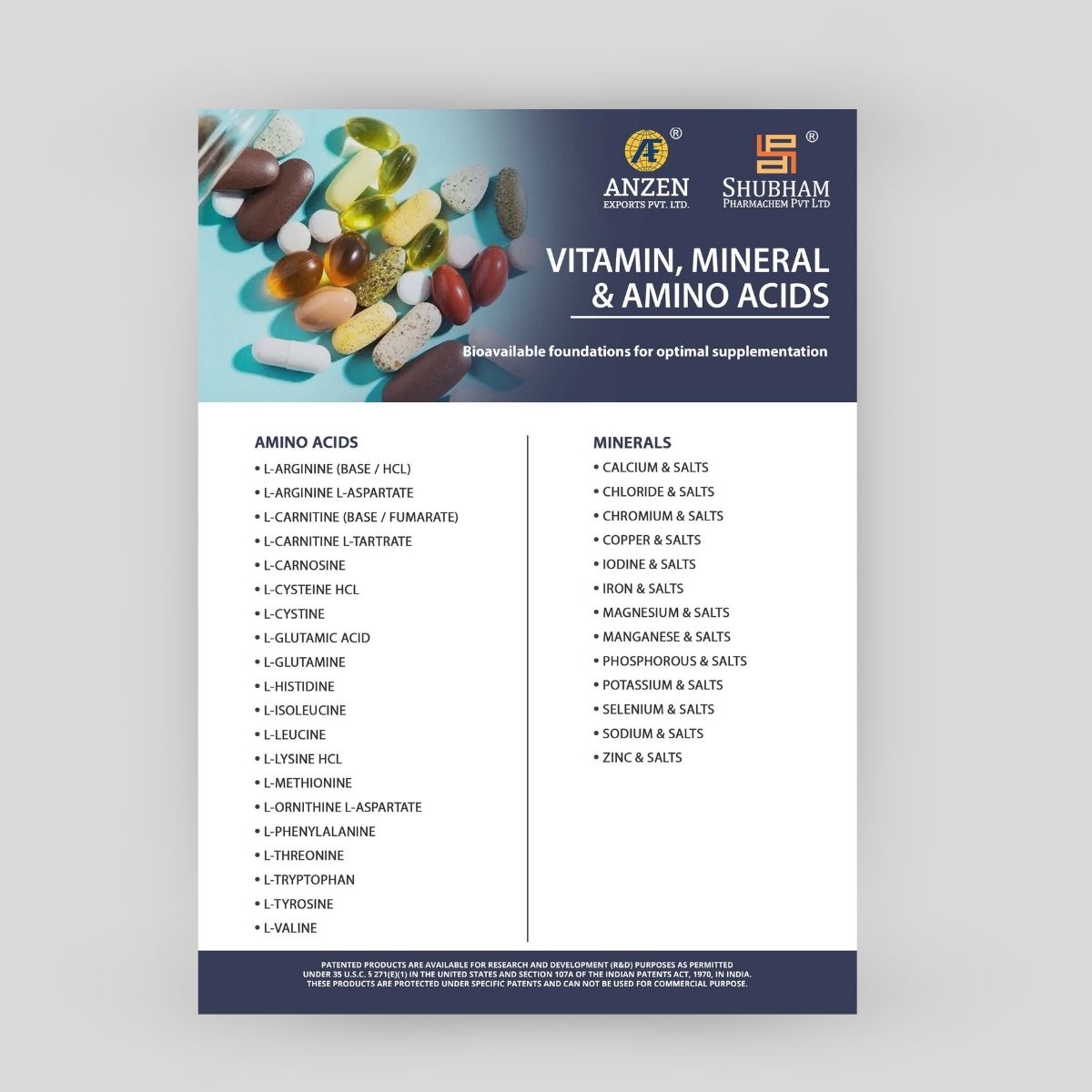 Vitamin, Mineral & Amino Acids